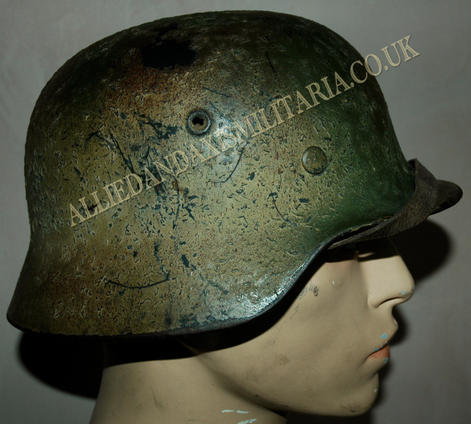 M40 NORMANDY CAMO GERMAN HELMET - ATTRIBUTED