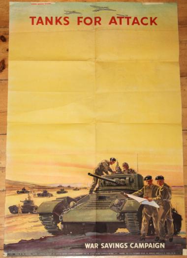 WW2 BRITISH PROPAGANDA / WAR SAVINGS TANKS POSTER