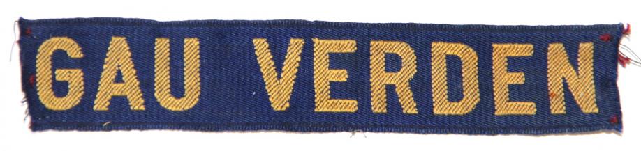 WW2 - GERMAN - 3RD REICH  - REGIONAL OFFICIALS GAU VERDEN CUFF TITLE