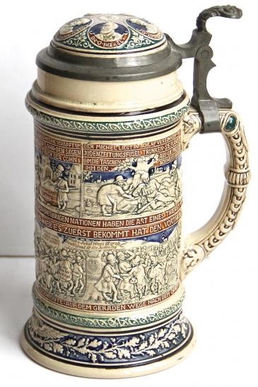 1920'S / 30'S ANTI SEMITIC BEER STEIN - DEUMLER & BEIDEN 1893
