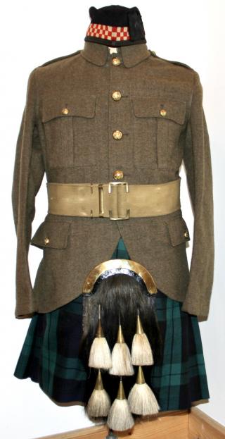 WW1 SCOTTISH - O/R'S HIGHLAND  CUT AWAY -  KHAKI TUNIC - LARGE - RARE