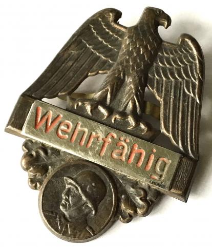 WW2 GERMAN - WEHRFAHIG (ABLE TO FIGHT) BADGE