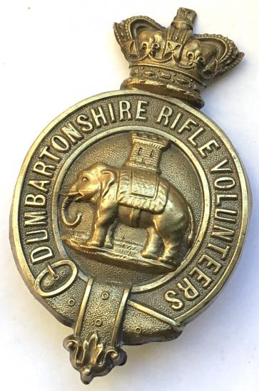 DUMBARTON R.V. ( 9TH ARGYLL & SUTHERLAND HLDRS. ) VICTORIAN CAP BADGE