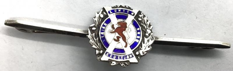 WW1 LONDON SCOTTISH SILVER & ENAMEL BAR BROOCH