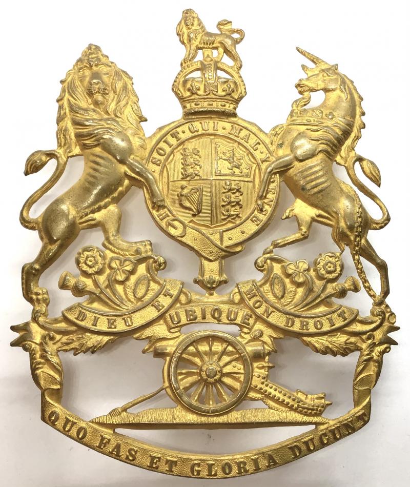 ROYAL ARTILLERY GILDED OFFICERS HELMET PLATE KINGS CROWN