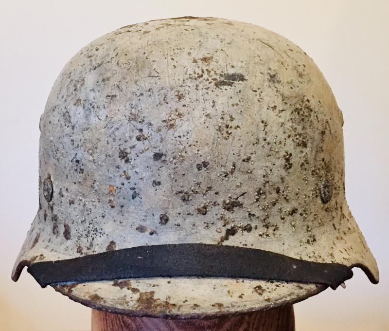 WW2 GERMAN M35 WINTER CAMO HELMET- RUSSIAN FRONT - ET64
