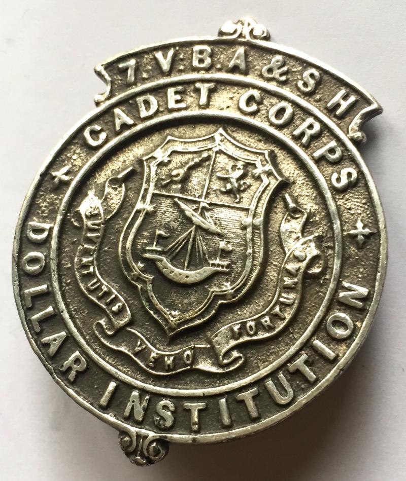 7th V.B - A & S.H.  - DOLLAR ACADEMY ( INSTITUTE) - CADET CORPS - OFFICERS SILVER CAP BADGE