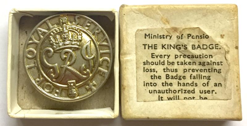 WW2 - MINISTRY OF PENSIONS - KINGS BADGE - BOXED