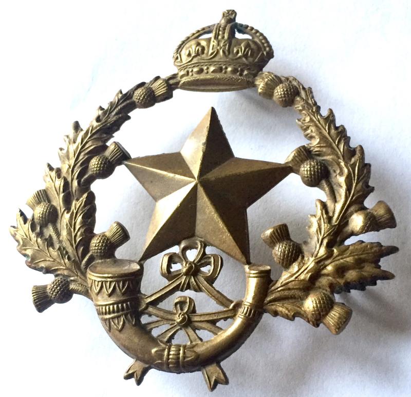 WW1 CAMERONIANS( SCOTTISH RIFLES ) BRASS POUCH BADGE