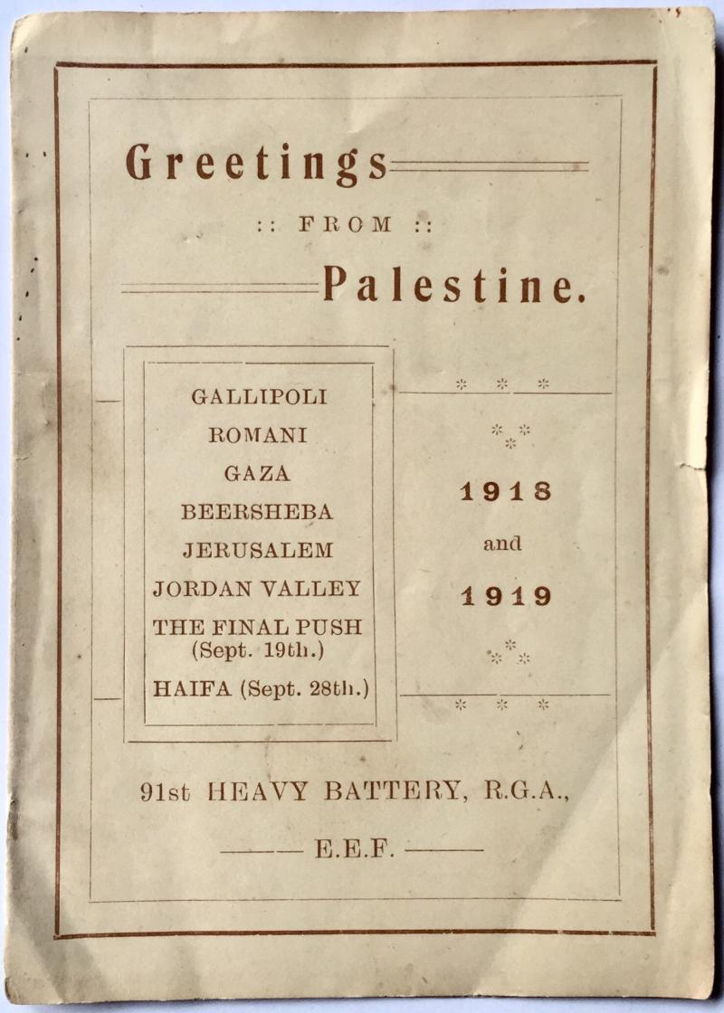 WW1 GREETING FROM PALESTINE CARD -1918-1919