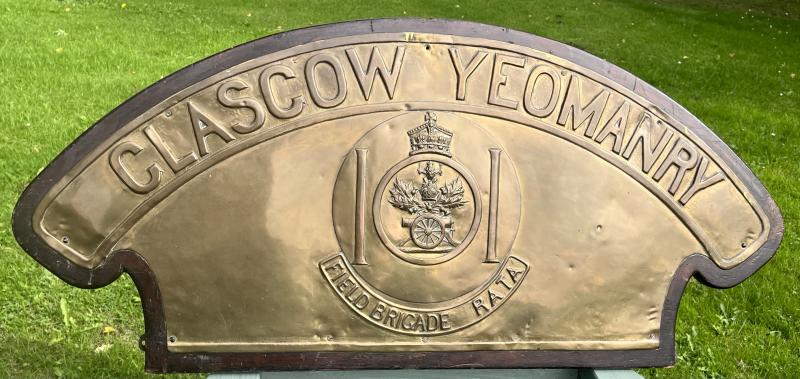 GLASGOW YEOMANRY VICTORIAN  FRONT OF BARRACKS BRASS PLAQUE