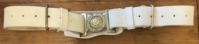 SCOTS GUARDS - WHITE BUFF LEATHER BELT & BUCKLE