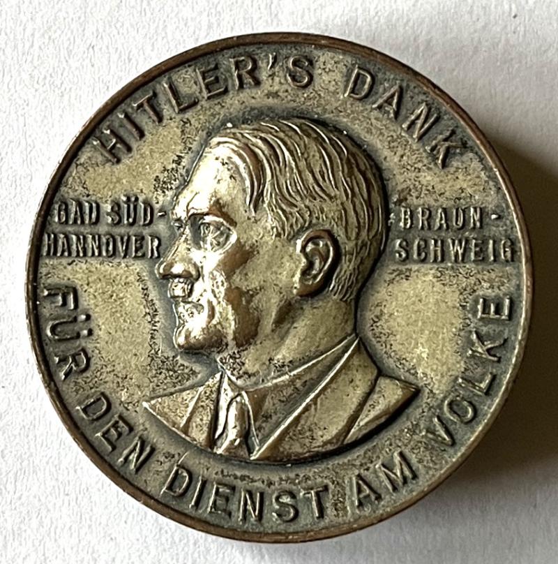 GERMAN 3RD REICH HITLER THANKS BADGE