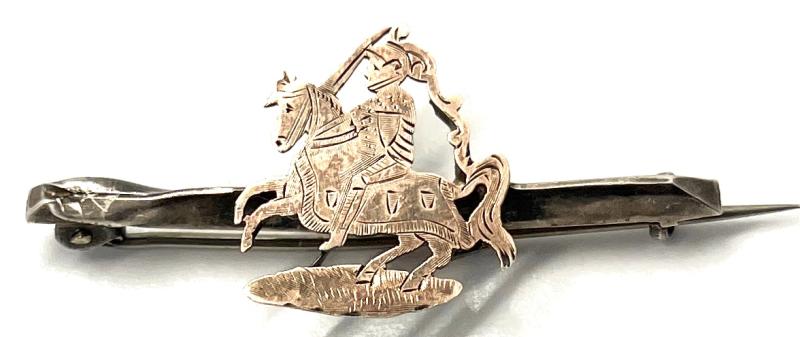 WW1 FIFE & FORFAR YEOMANRY -  ROLLED GOLD ON 1915 BIRMINGHAM SILVER SWEETHEART BROOCH/BADGE