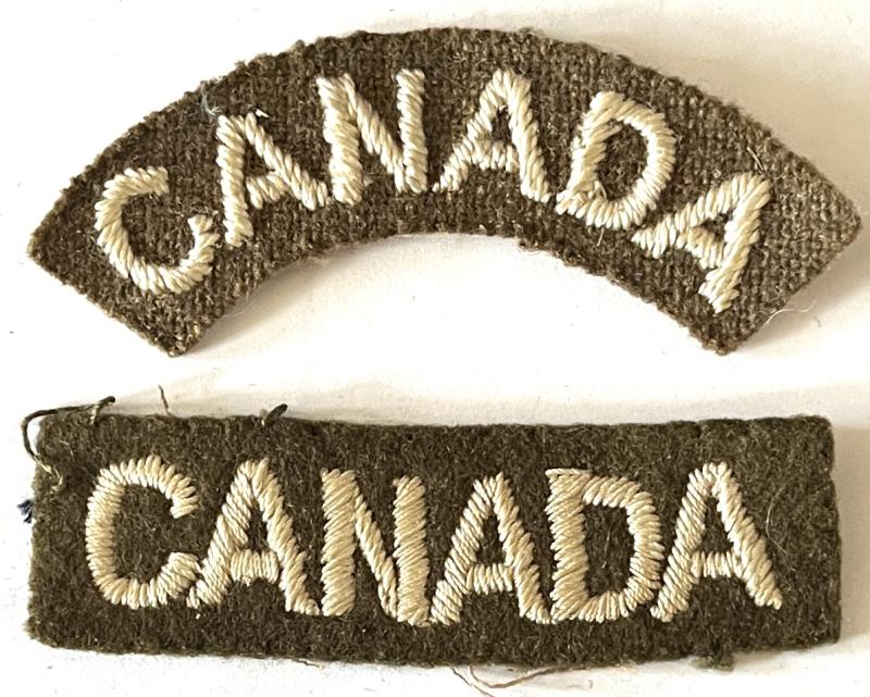 WW2 -CANADA EMBROIDERED SHOULDER TITLES X 2