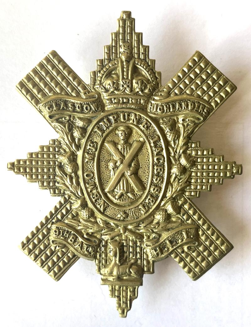 WW1 - 9TH H.L.I. - GLASGOW HLDRS. CAP BADGE