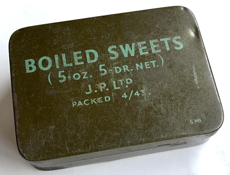 WW2 BRITISH ARMY BOILED SWEETS RATION TIN - 1943
