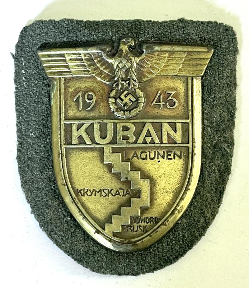 WW2 GERMAN HEER KUBAN CAMPAIGN SHIELD - UNIFORM REMOVED - VET BRINGBACK