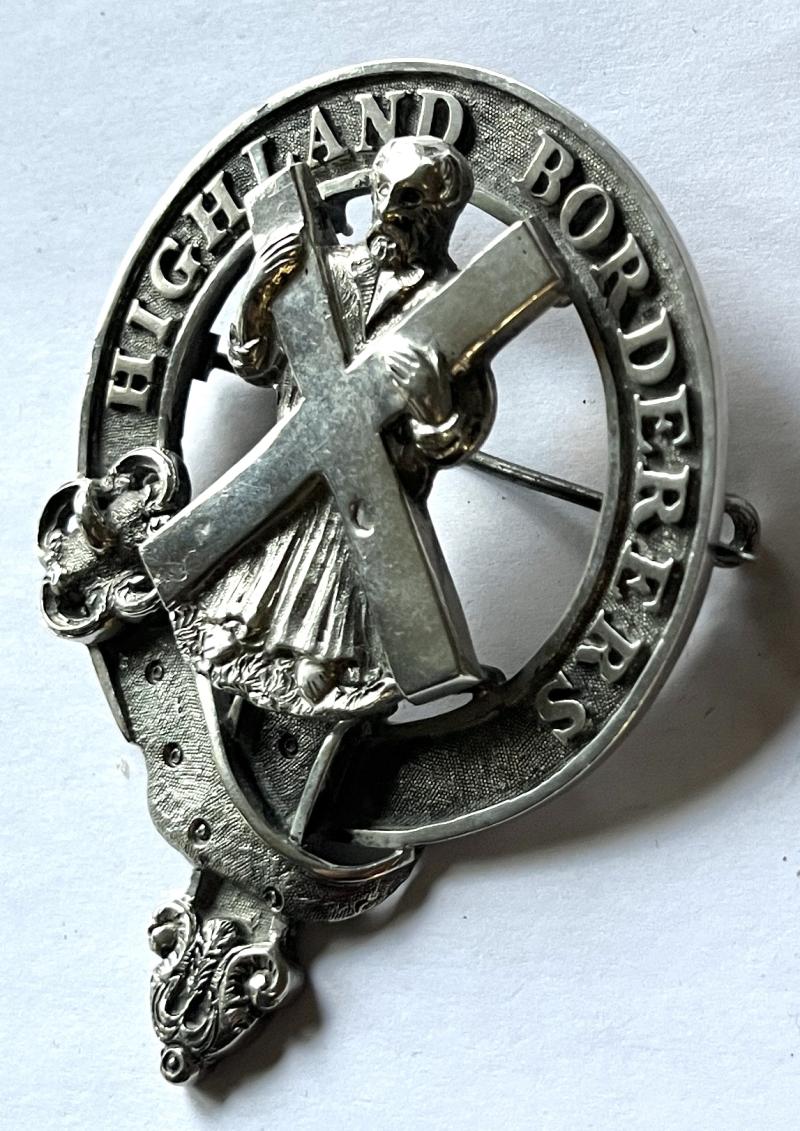 VICTORIAN HIGHLAND BORDERERS BADGE PIN BACK