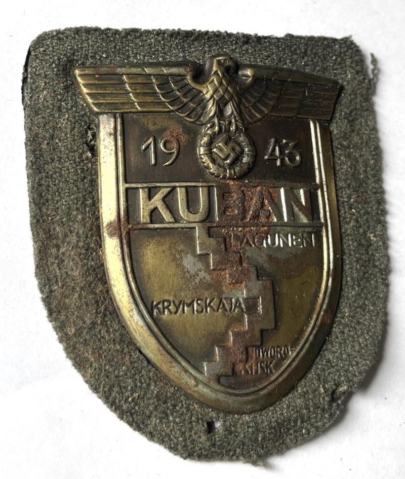 WW2 GERMAN ARMY KUBAN SHIELD - REMOVED FROM UNIFORM