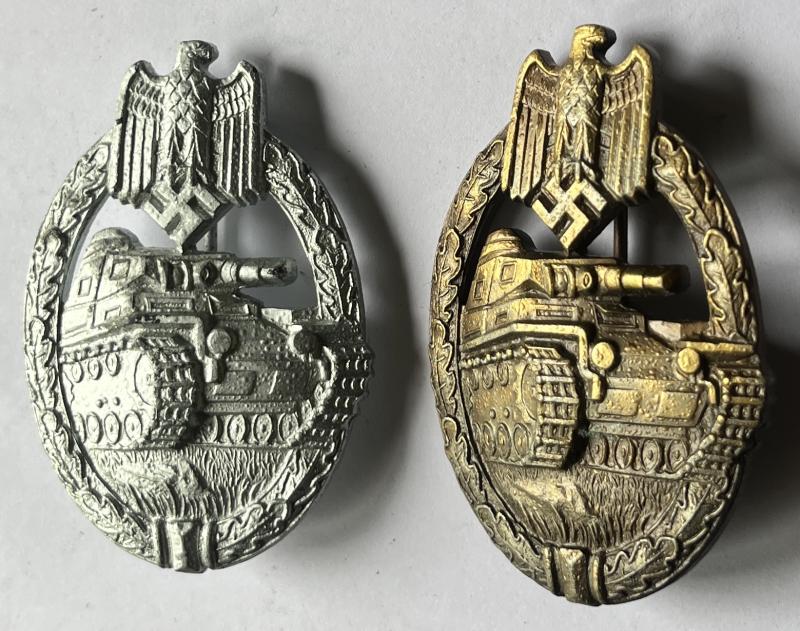 WW2 - GERMAN PANZER SILVER & BRONZE AWARDS - TWINS