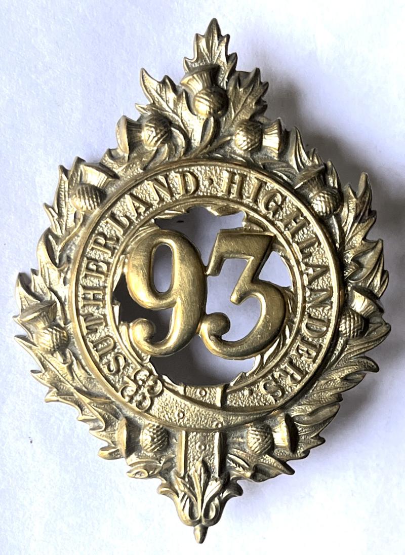93RD HLDRS - (ARGYLL & SUTHERLAND) - BRASS GLENGARRY BADGE -1879