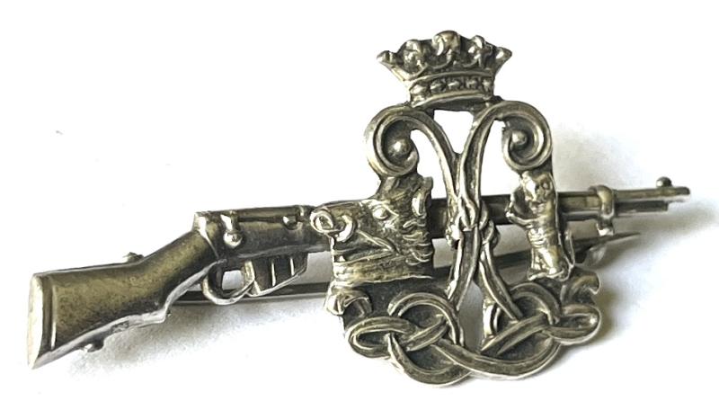 BOER WAR - ARGYLL & SUTHERLAND HLDRS - 1902 BIRMINGHAM SILVER RIFLE SWEETHEART BROOCH