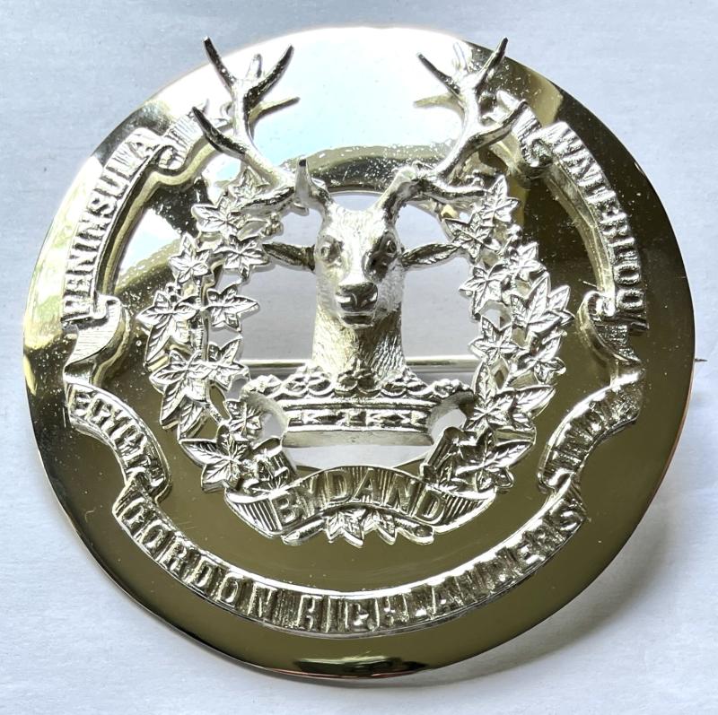 WW1 - GORDON HIGHLANDERS PIPERS PLAID BROOCH - SILVER PLATED