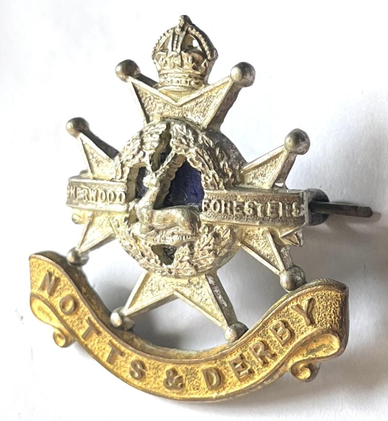 WW2 - SHERWOOD FORESTERS - NOTTS & DERBY - 4 PIECE OFFICERS CAP BADGE - GAUNT